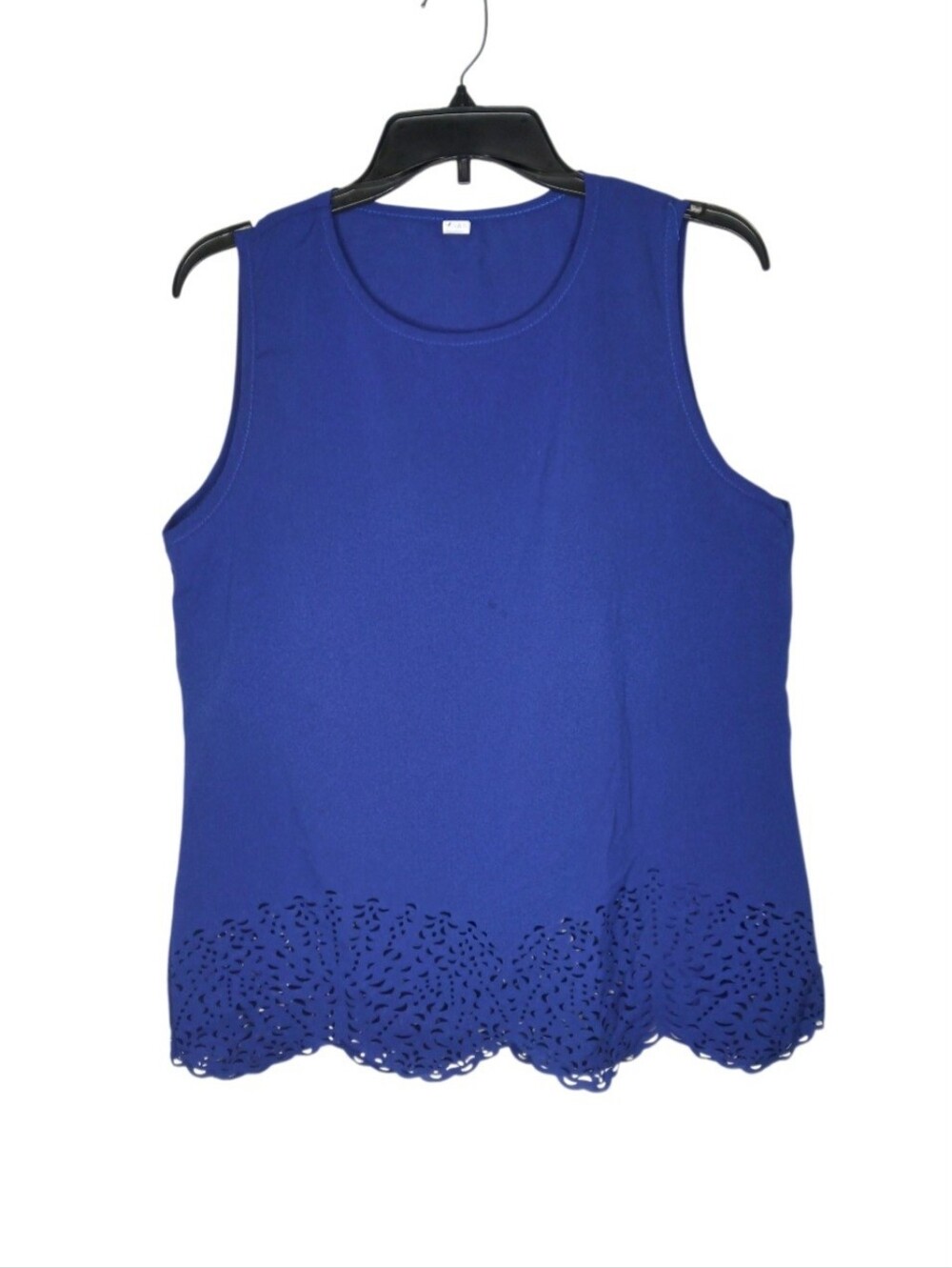 Sleeveless Blue Laser-Cut Hem Women's Tank Top